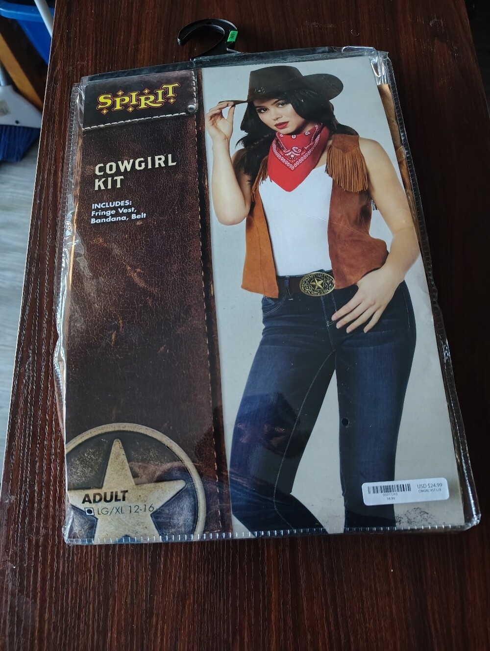 Spirit Brown Fringe Cowgirl Vest with Red Bandana — Women’s Costume
